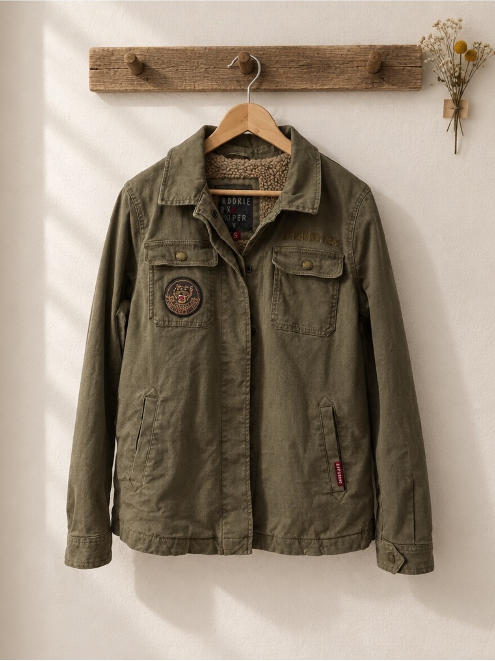 Superdry Roark Olive Sherpa-Lined Utility Jacket